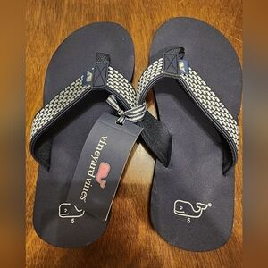Vineyard Vines Nautical Navy Flip Flops NWT Women's Size 5